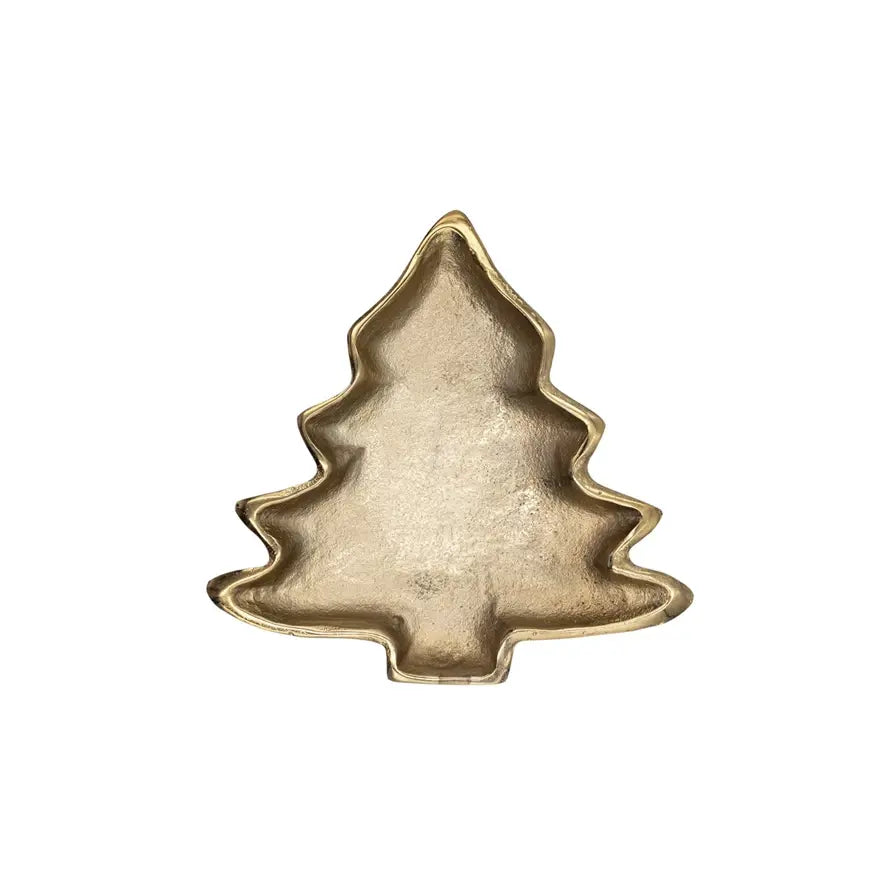 Cast Aluminum Tree Shaped Dish | Gold Finish