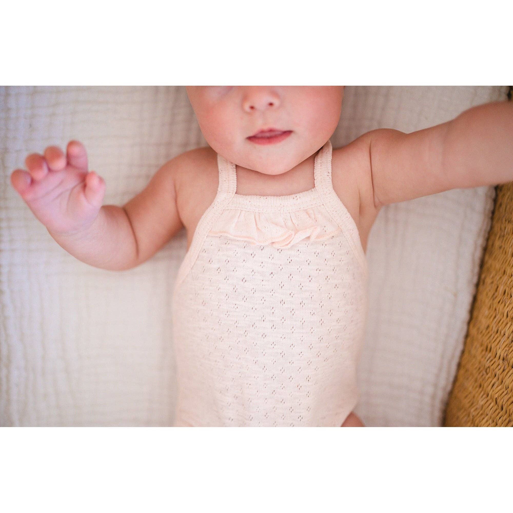 Organic Pointelle Ruffle Bodysuit | Cotton Candy