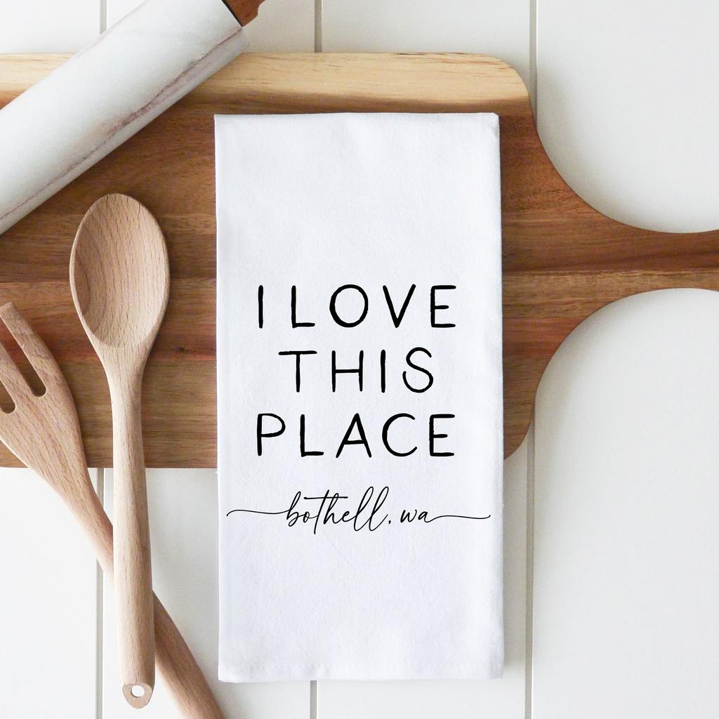 I Love This Place Tea Towel | Natural