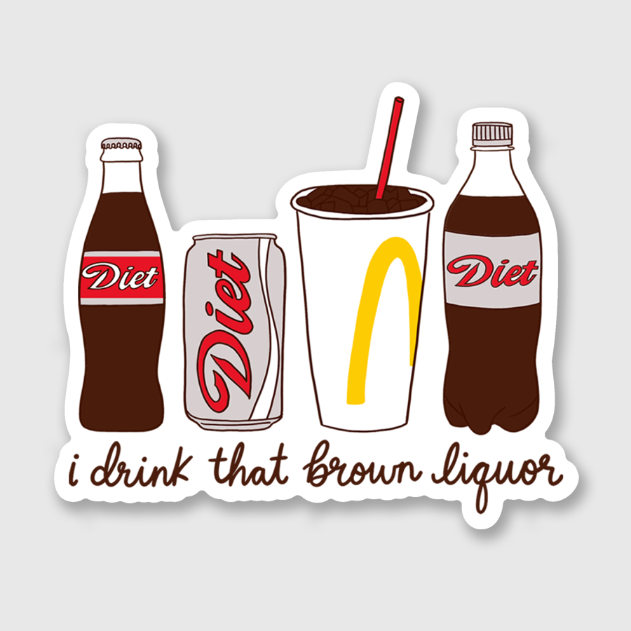 Diet Soda Brown Liquor Sticker