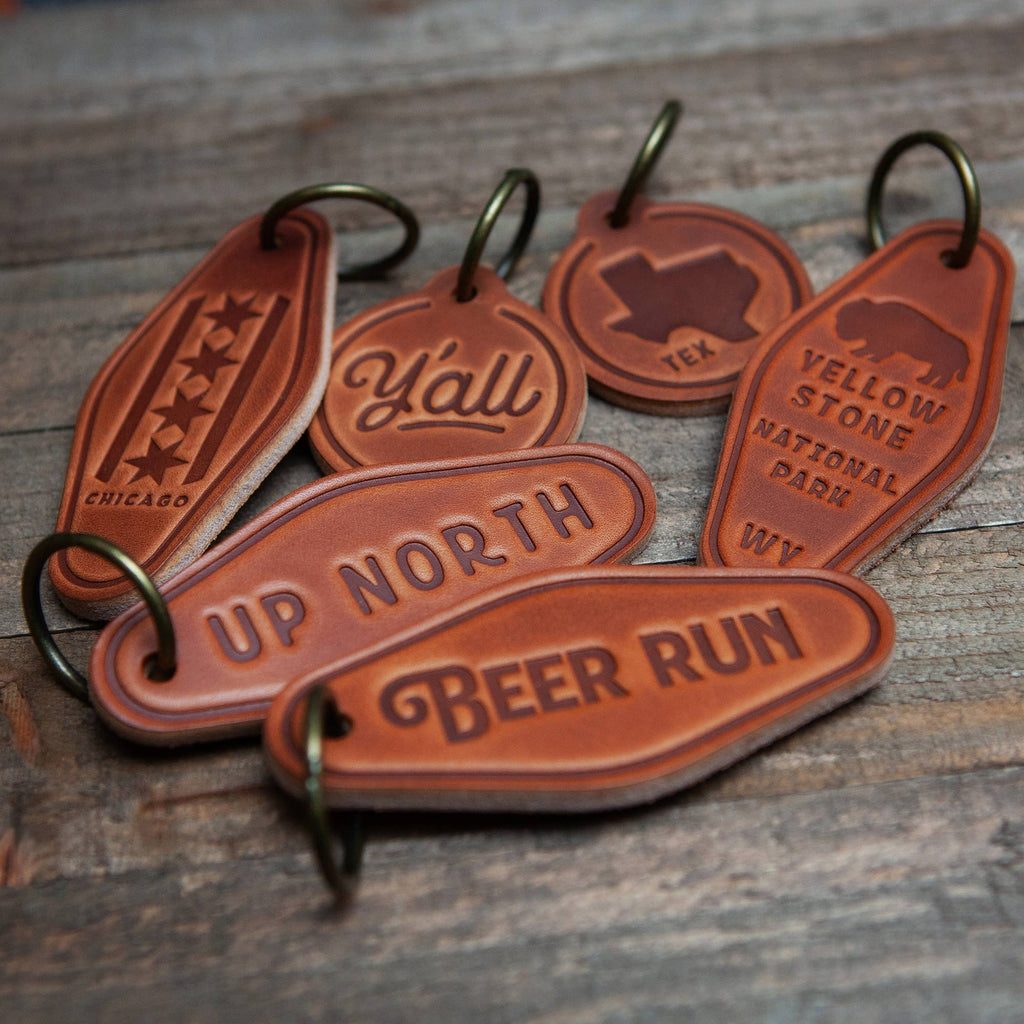 Leather Keychain Circle  | Antlers