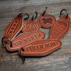 Leather Keychain Circle  | Antlers