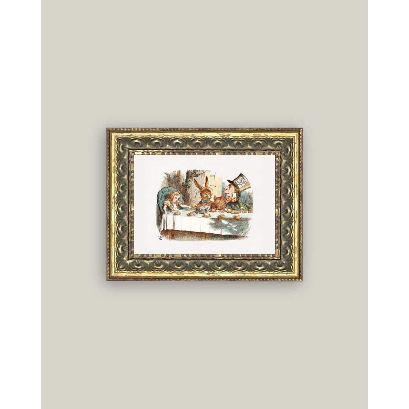 Framed Antique Art | Tea Party w/the Mad Hatter - 7x5