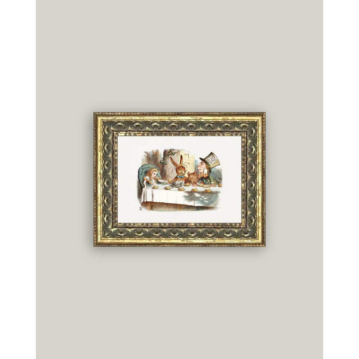 Framed Antique Art | Tea Party w/the Mad Hatter - 7x5