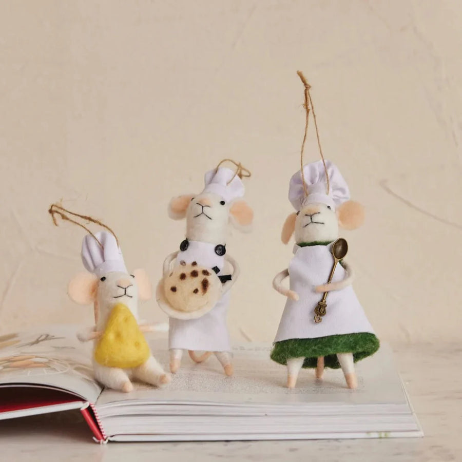 Wool Felt Chef Mouse Ornament