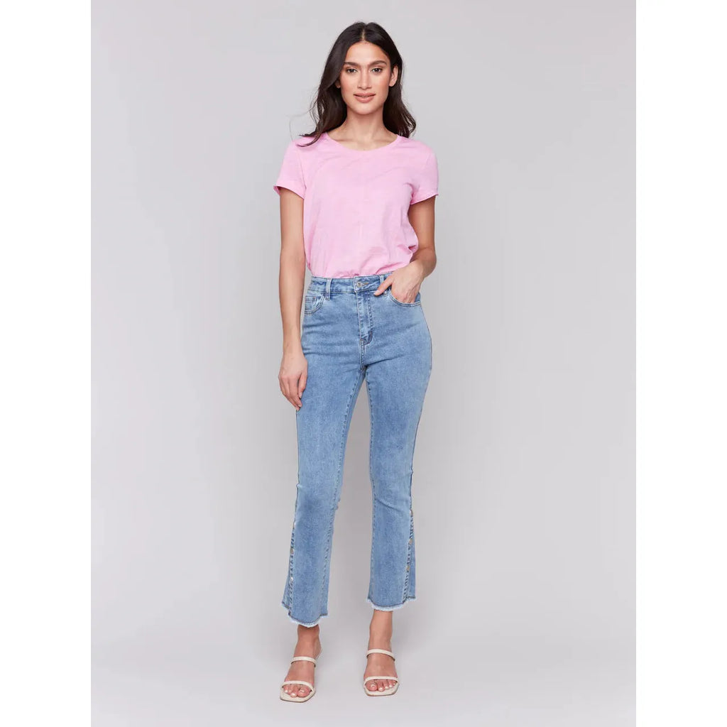 Bootcut Jeans with Side Snap Detail | Light Blue