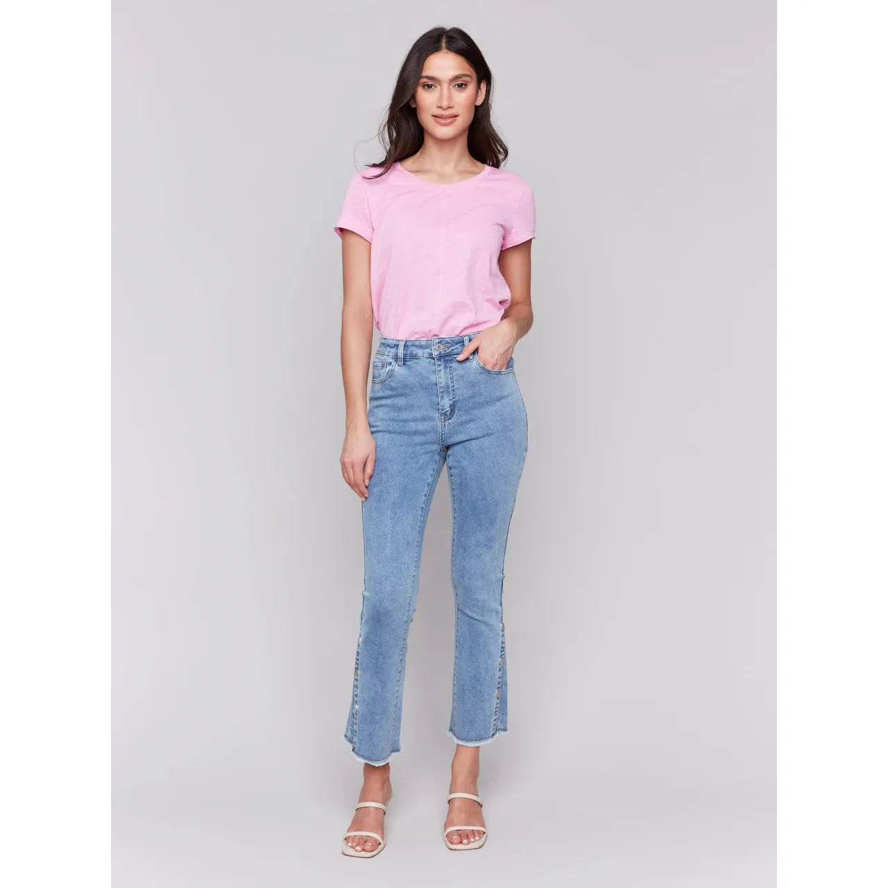 Bootcut Jeans with Side Snap Detail | Light Blue
