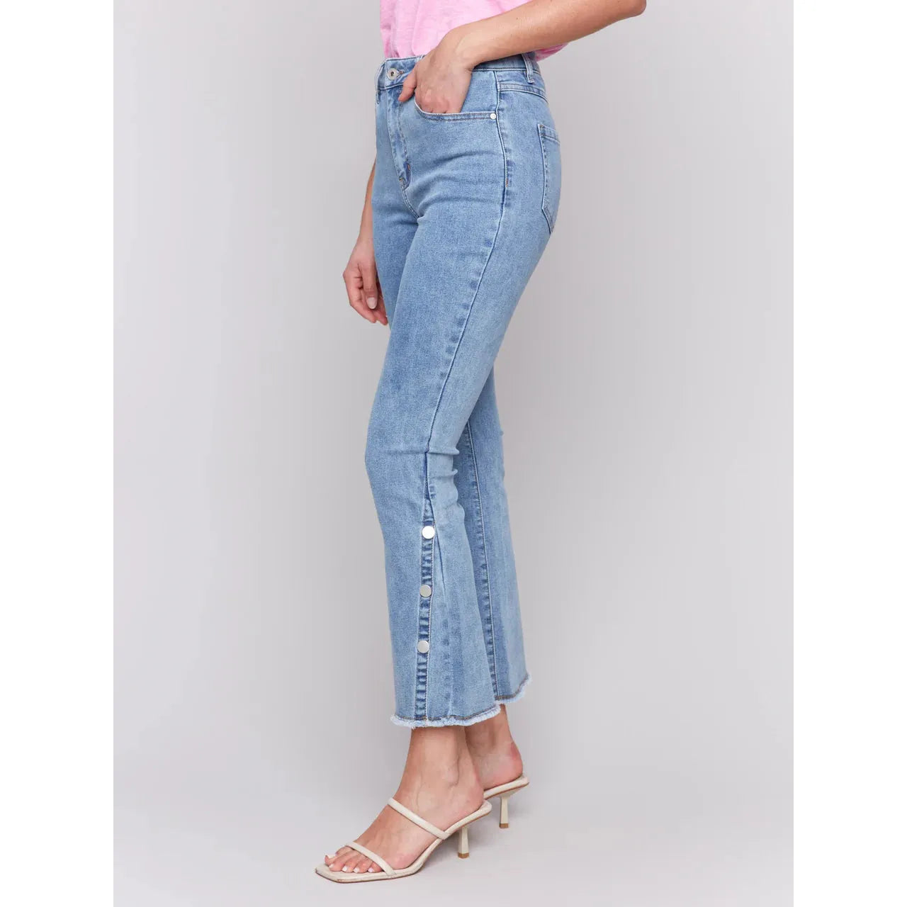 Bootcut Jeans with Side Snap Detail | Light Blue