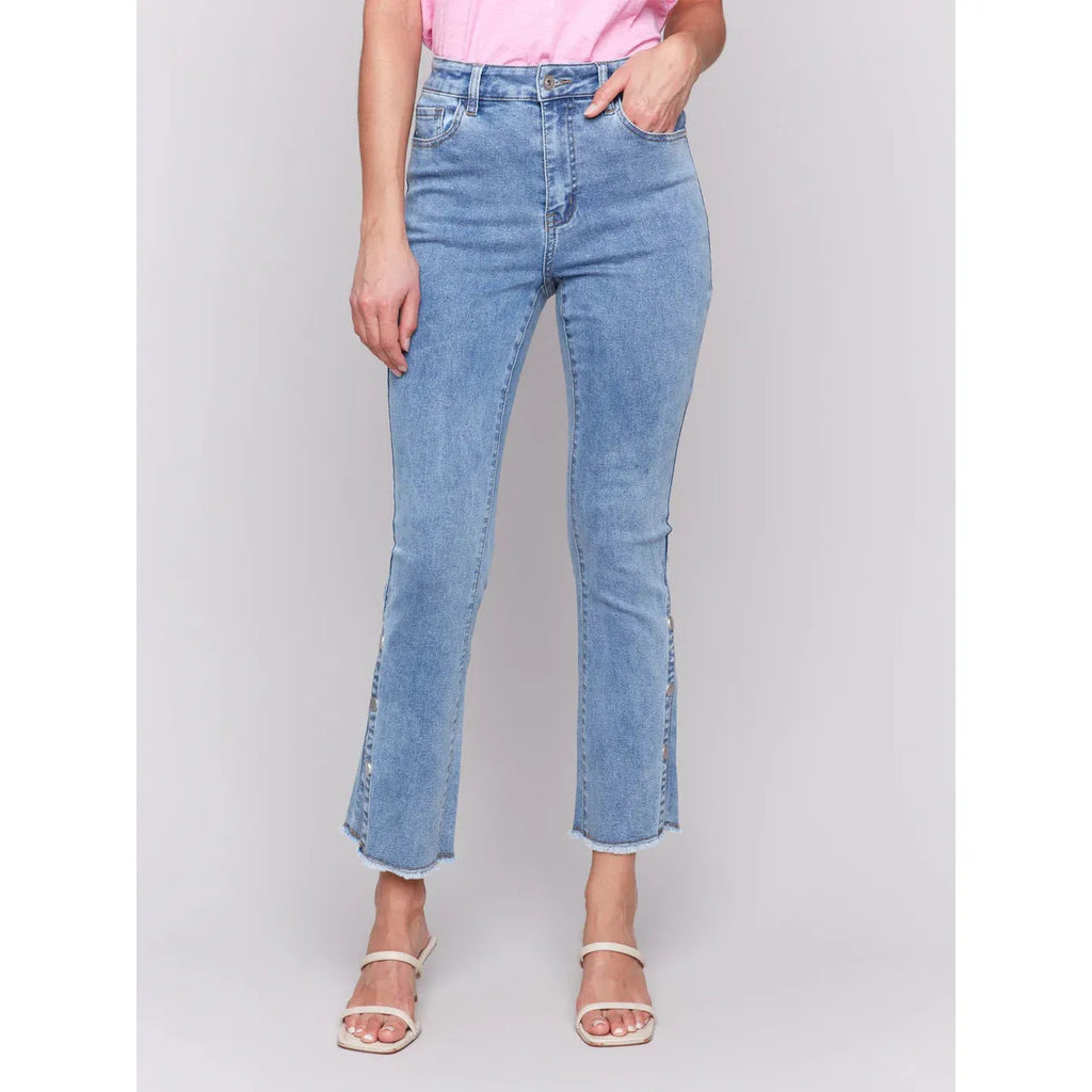Bootcut Jeans with Side Snap Detail | Light Blue