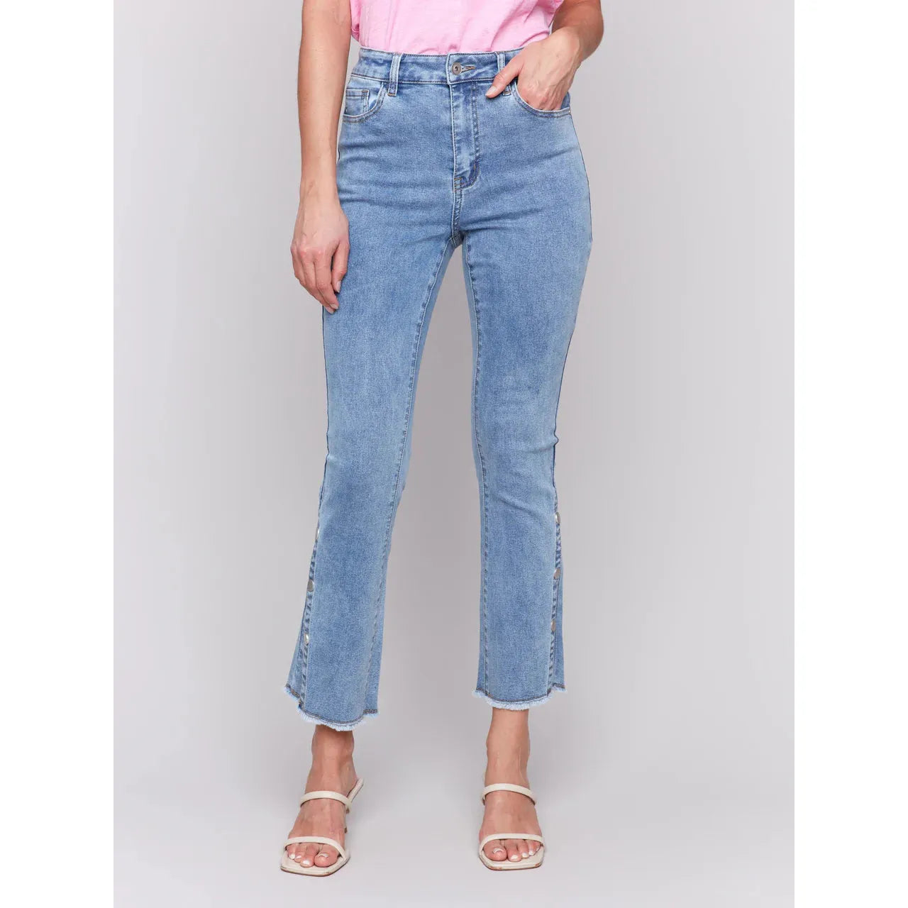 Bootcut Jeans with Side Snap Detail | Light Blue