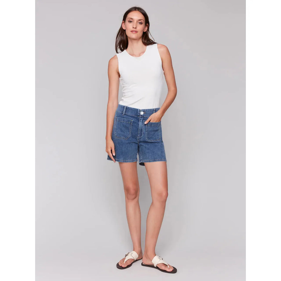 Denim Shorts w/Patch Pockets | Medium Blue
