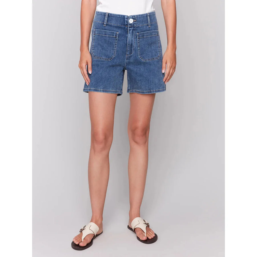 Denim Shorts w/Patch Pockets | Medium Blue