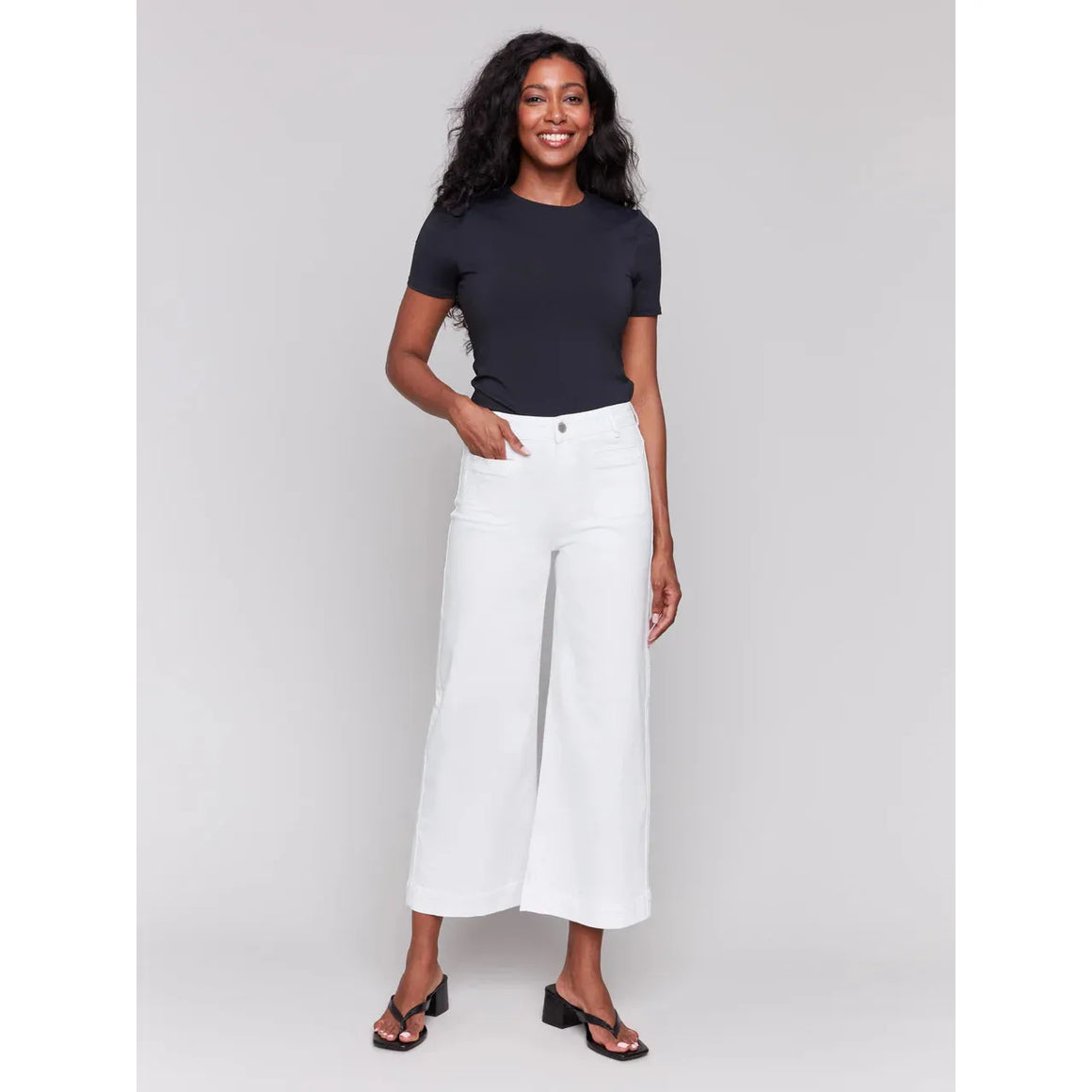 Patch Pocket Flare Twill Pants | White