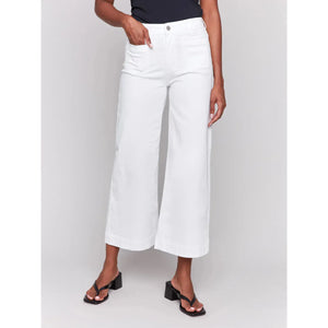 Patch Pocket Flare Twill Pants | White