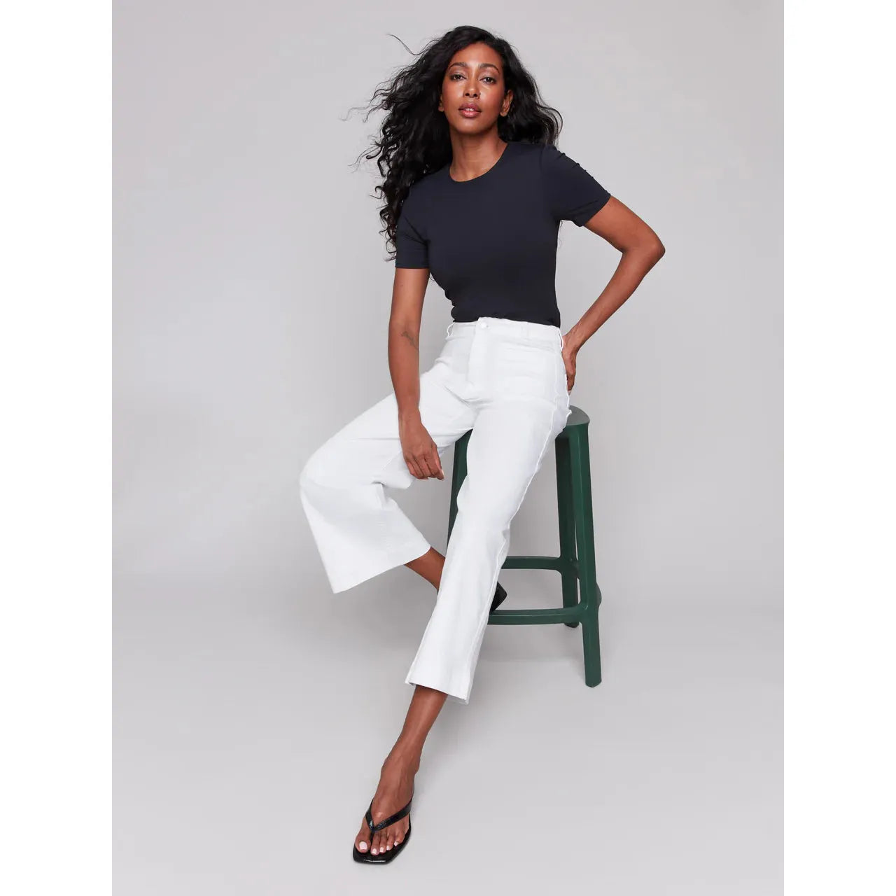 Patch Pocket Flare Twill Pants | White