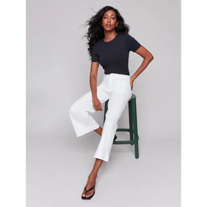 Patch Pocket Flare Twill Pants | White