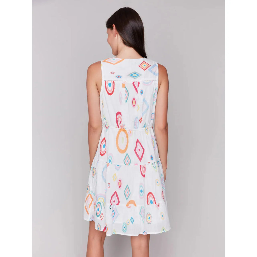Printed Sleeveless Cotton Ruffle Dress | Diamonds