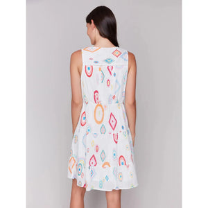 Printed Sleeveless Cotton Ruffle Dress | Diamonds