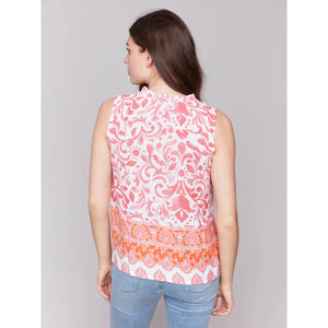 Printed Sleeveless Ruffle Neck Top | Clementine