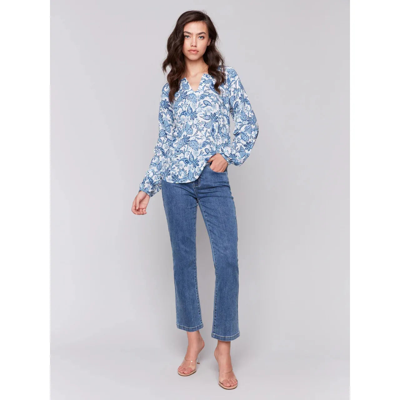 Raglan L/S Popover Blouse | Azure