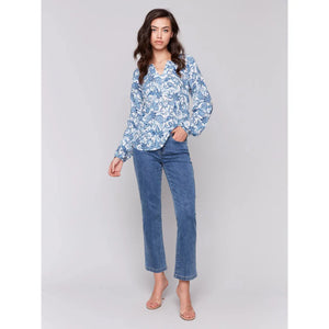 Raglan L/S Popover Blouse | Azure