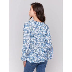 Raglan L/S Popover Blouse | Azure