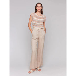 Pull-On Linen Blend Wide Leg Pants | Biscuit