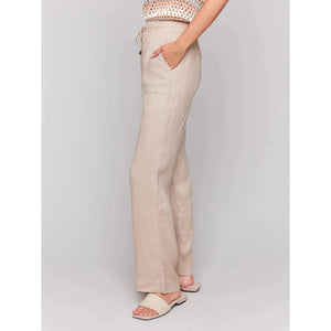 Pull-On Linen Blend Wide Leg Pants | Biscuit