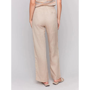Pull-On Linen Blend Wide Leg Pants | Biscuit