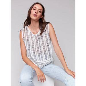 Sleeveless Floral Border Crochet Top | Bluebell