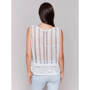 Sleeveless Floral Border Crochet Top | Bluebell