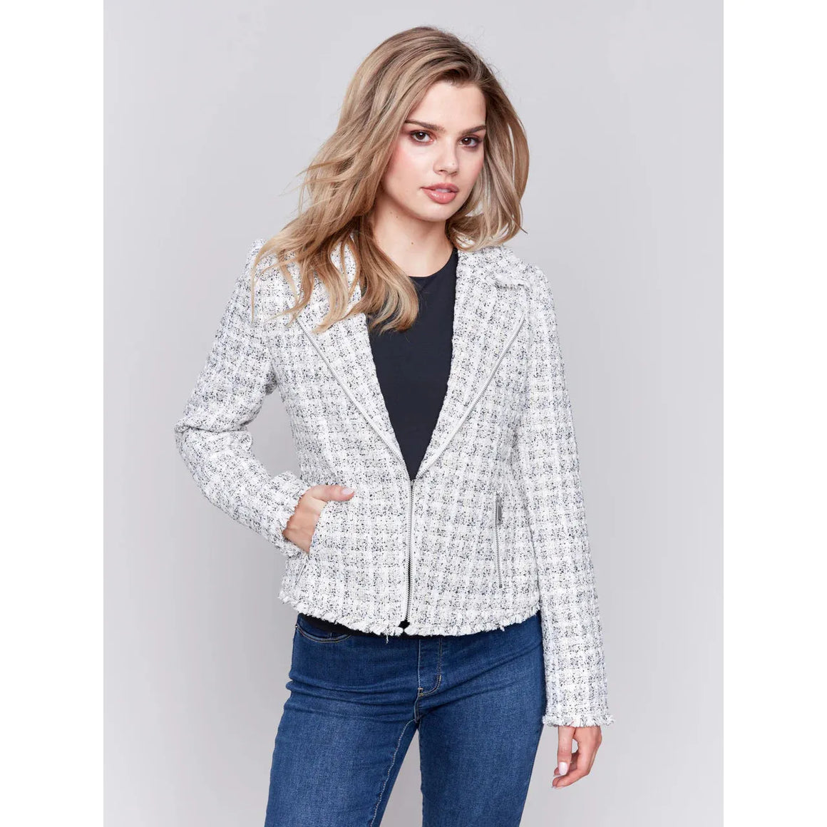 Tweed Perfecto Jacket | White