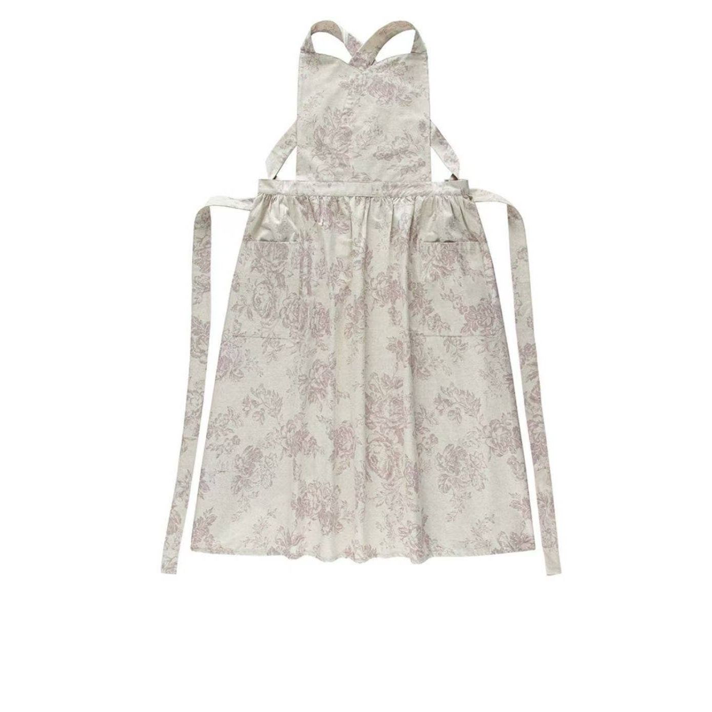 Vintage Floral Apron | Light Grey
