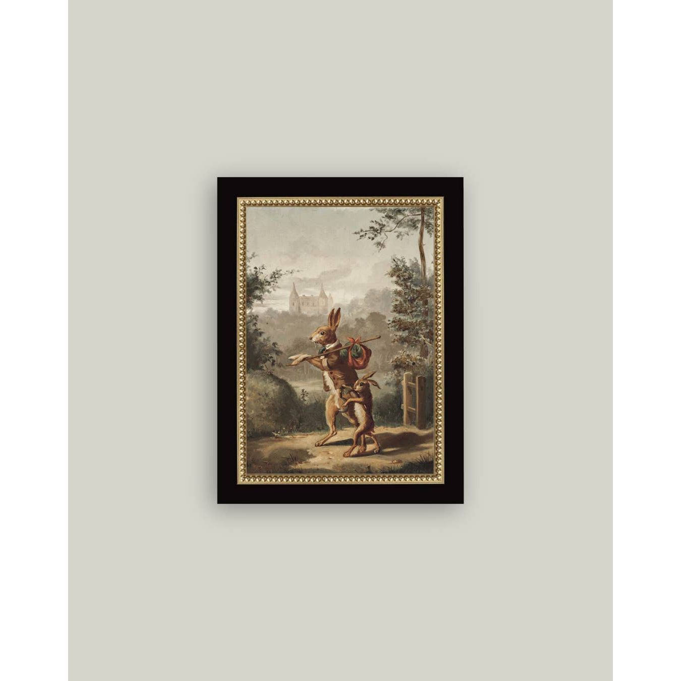 Framed Antique Art | Traveling Rabbit - 4x6