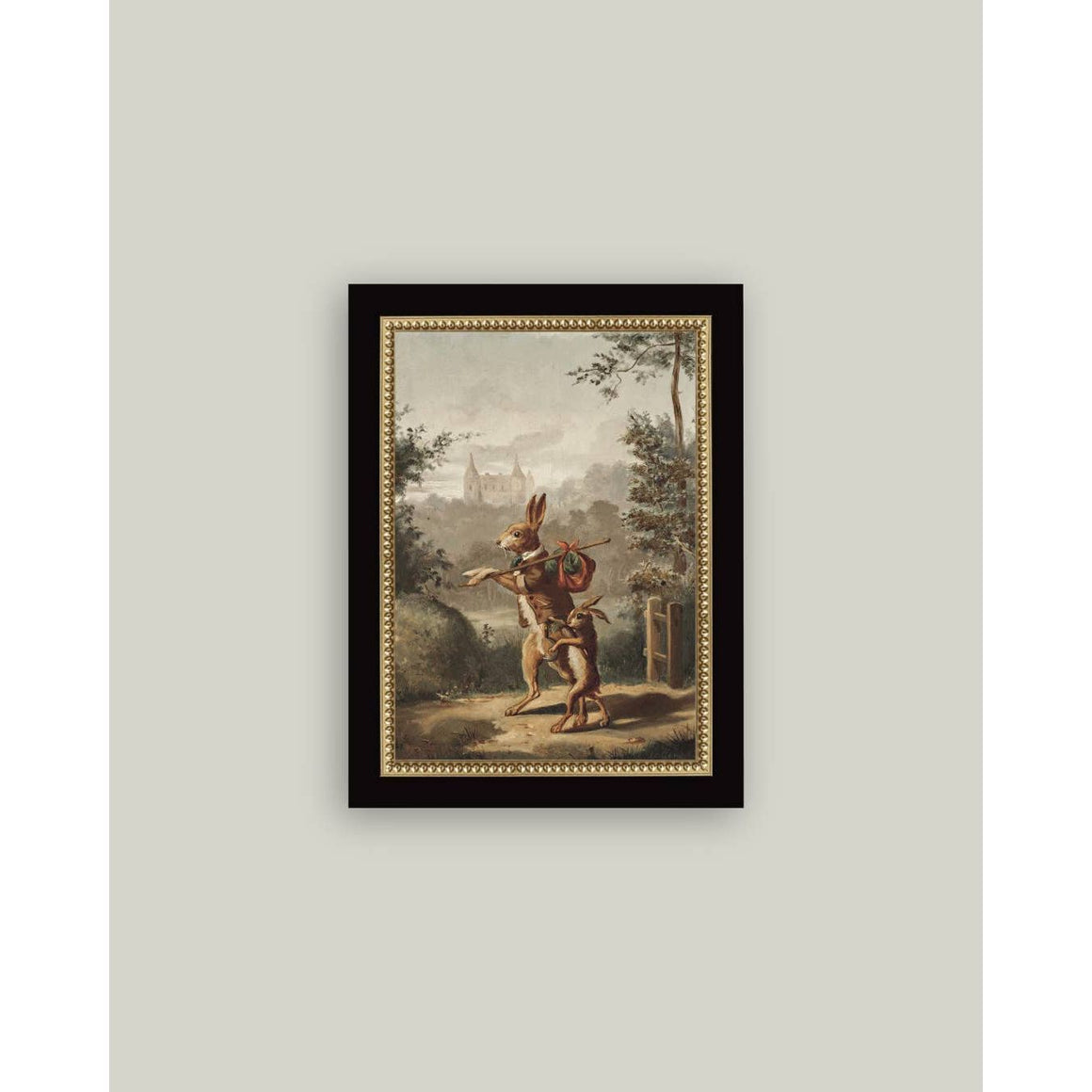 Framed Antique Art | Traveling Rabbit - 4x6