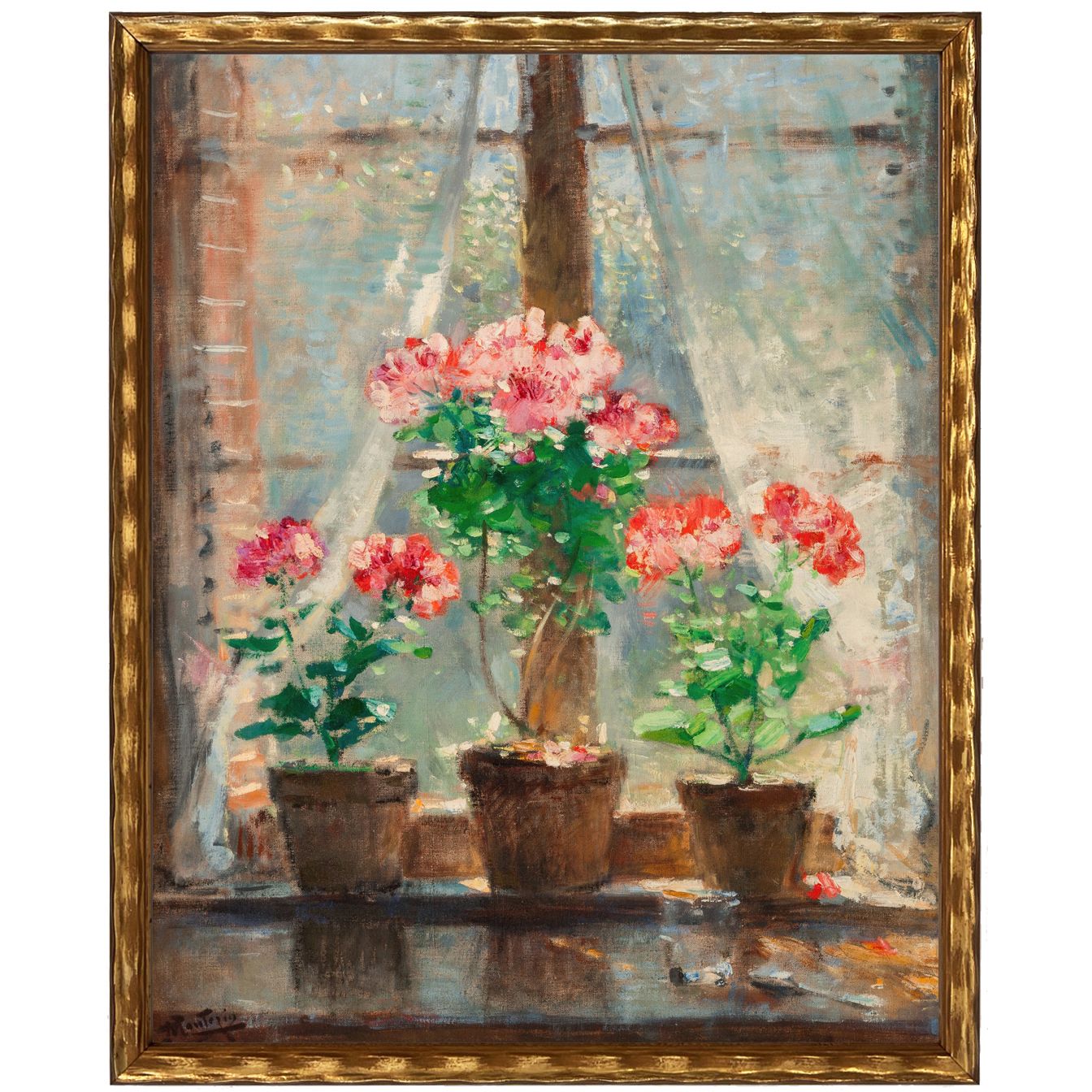 Vintage Oil Painting |  Geraniums