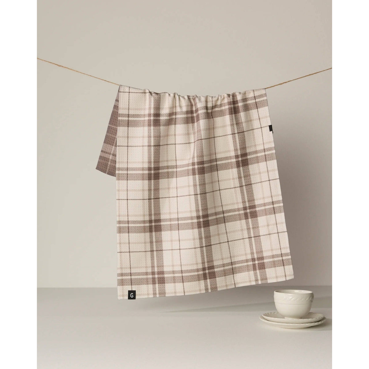 Geometry - Oat Plaid Luxe Kitchen Towel