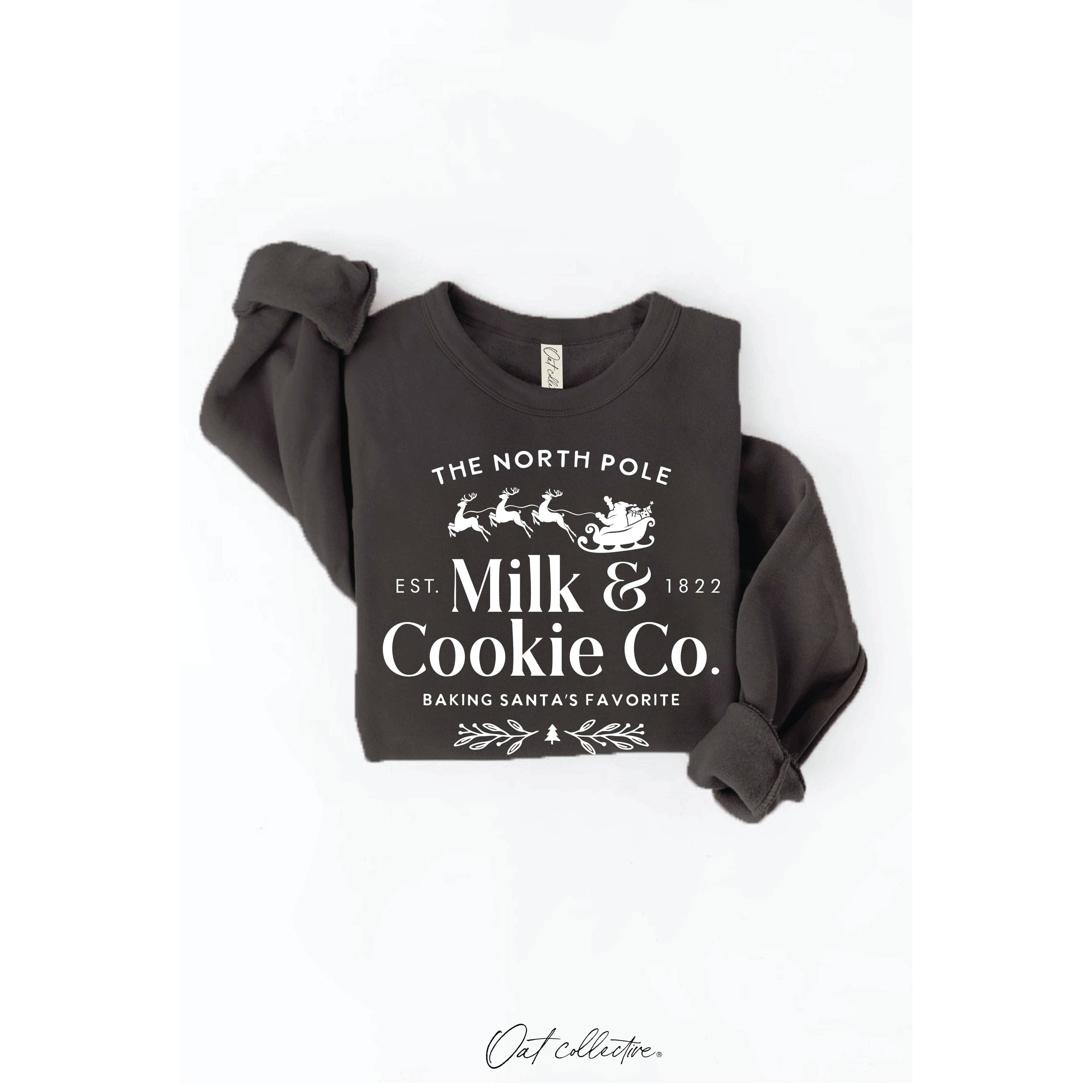 The North Pole Milk & Cookie Graphic Sweatshirt | Heather Green