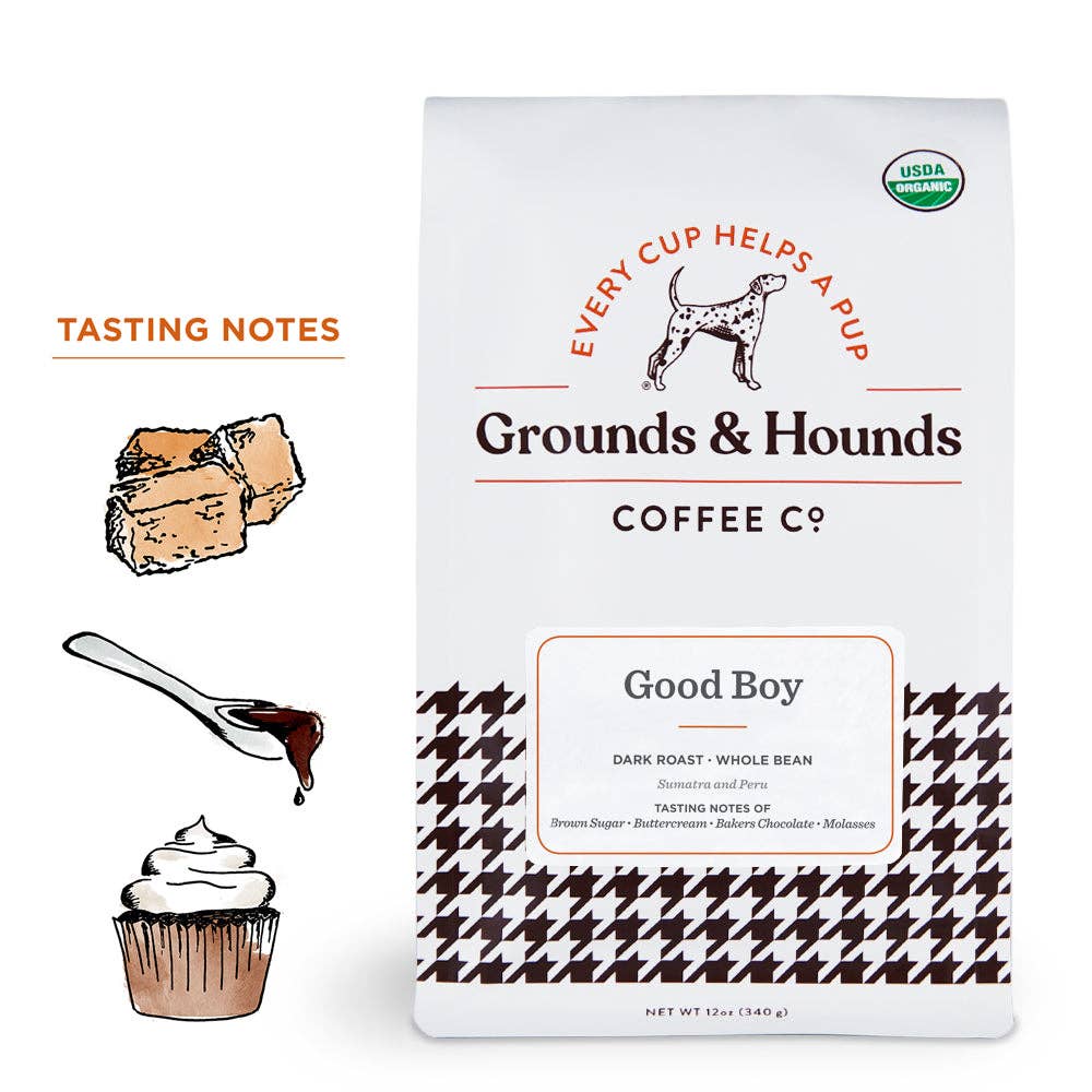 Grounds & Hounds Coffee Co. - Good Boy Dark Roast Coffee: Whole Bean