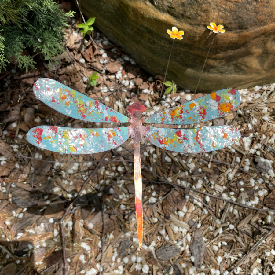 Enamel Dragonfly Garden Stake