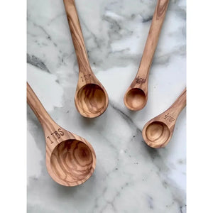 S/4 Handcrafted Olive Wood Long Handle Measuring Spoons