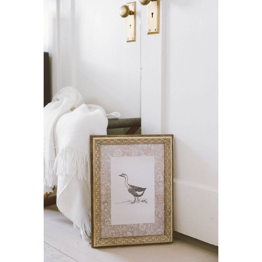 Single Goose Framed Antique Art | 8 x 10