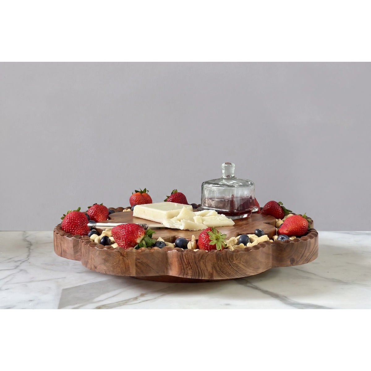 Vintage English Scalloped Bread Board Lazy Susan