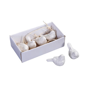 S/6 White Ceramic Birds Boxed Set