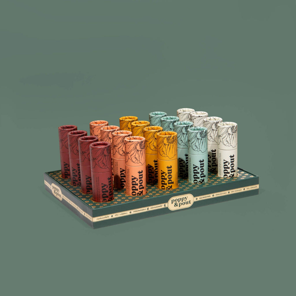 Poppy & Pout Product Display | 20 Lip Balm Tray - Green