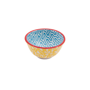 Round Hand-Stamped Stoneware Pinch Pot | Bright Colors