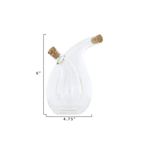 Hand-Blown Glass Oil + Vinegar Cruet w/Cork Stopper