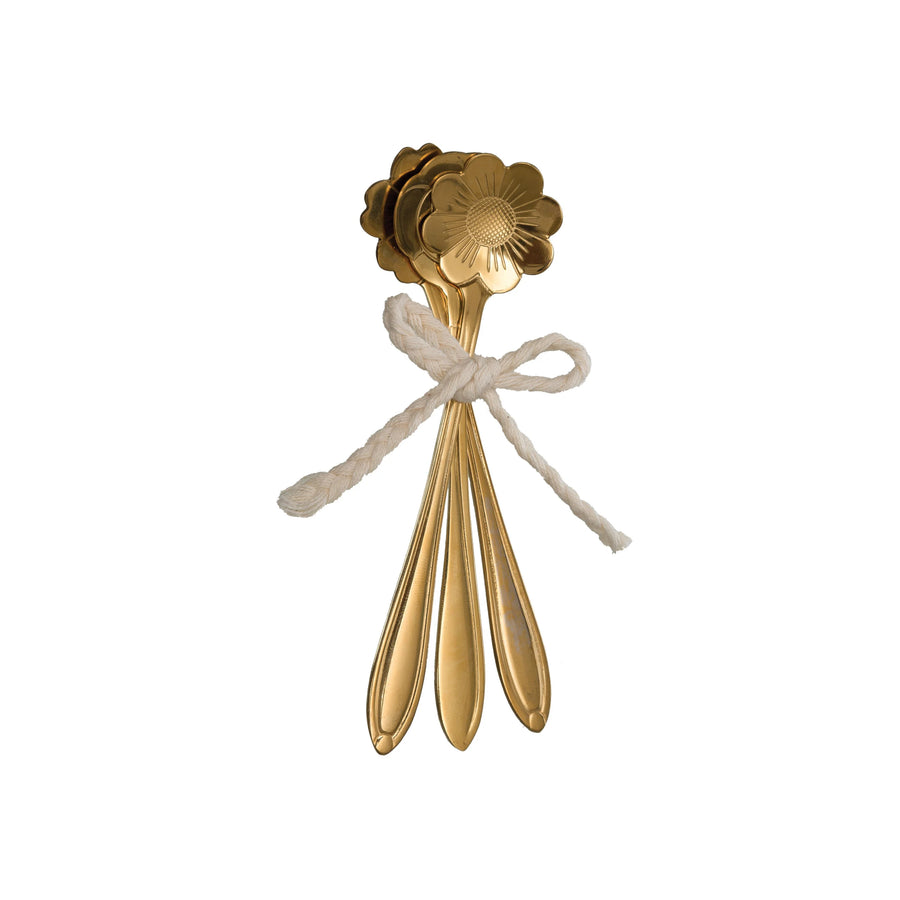 S/3 Flower Shaped Spoons | Gold Finish