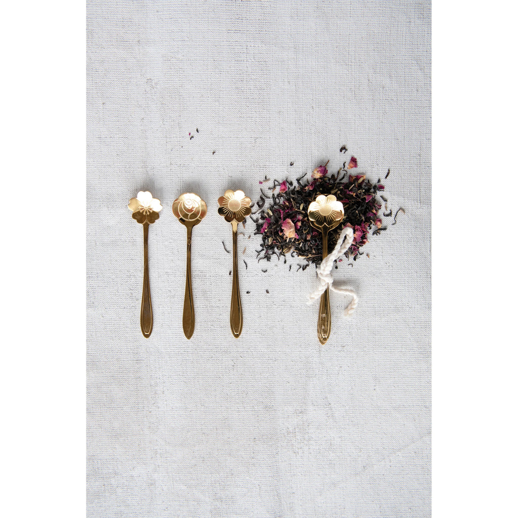 S/3 Flower Shaped Spoons | Gold Finish