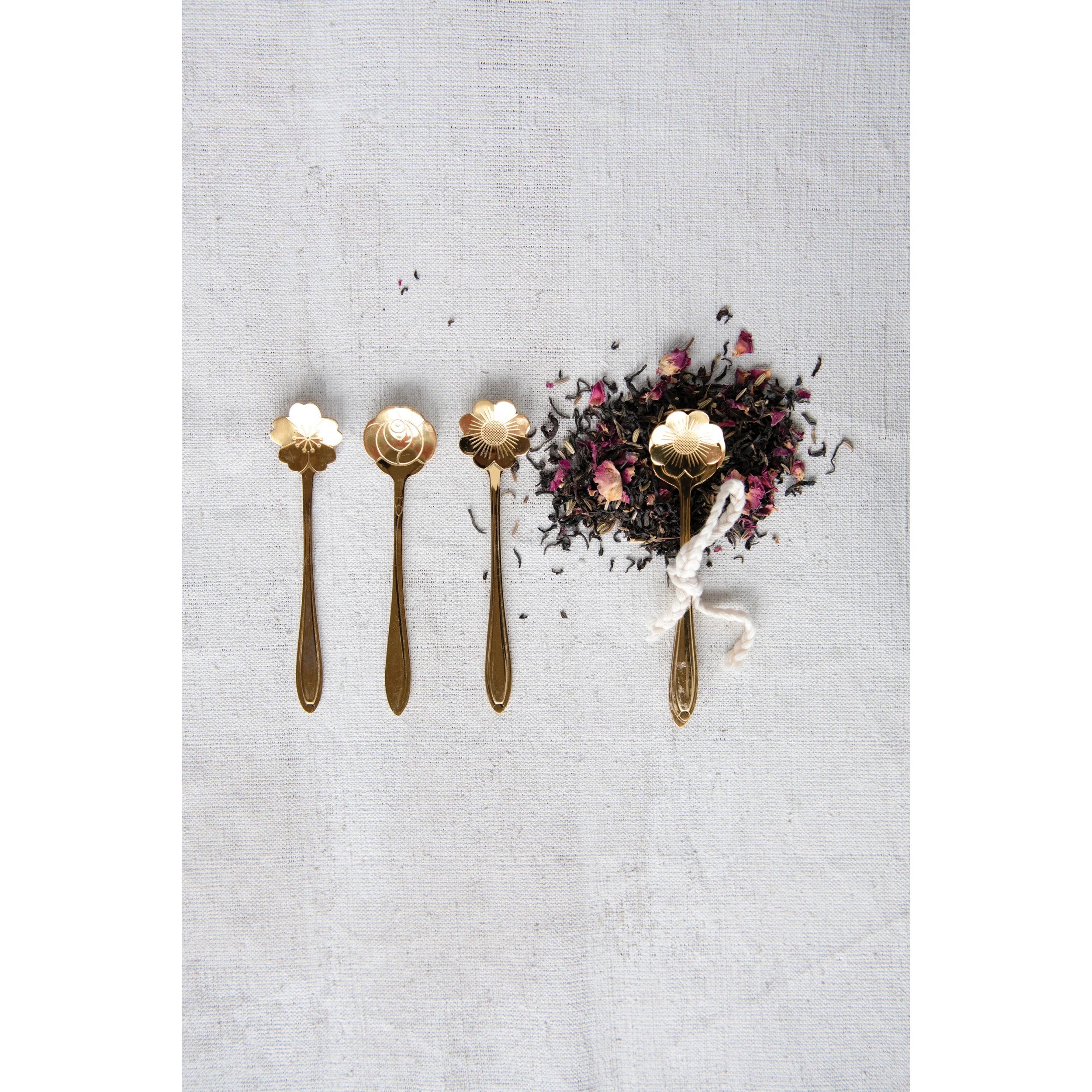 S/3 Flower Shaped Spoons | Gold Finish